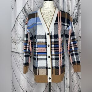 Modelle Plaid Sweater Cardigan V-Neck XS